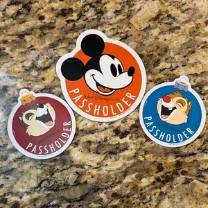 Disney Passholder Magnets Trio with Orange, Red, and Blue